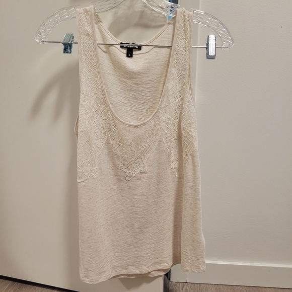 Express Lace Detail Oatmeal Tank Top - Picture 1 of 4